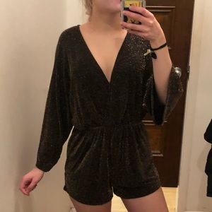 Gold Glitter and Black Romper Size Small